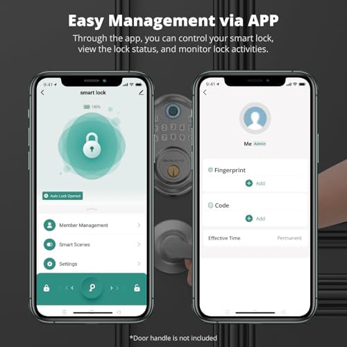 DS10 Pro Keyless Entry Door Lock, Fingerprint Door Locks, Electronic Keypad Lock, Smart Deadbolt, Smart Locks for Front Door, Auto-Lock & One Touch Locking with Bluetooth - Satin Nickel - Image 7