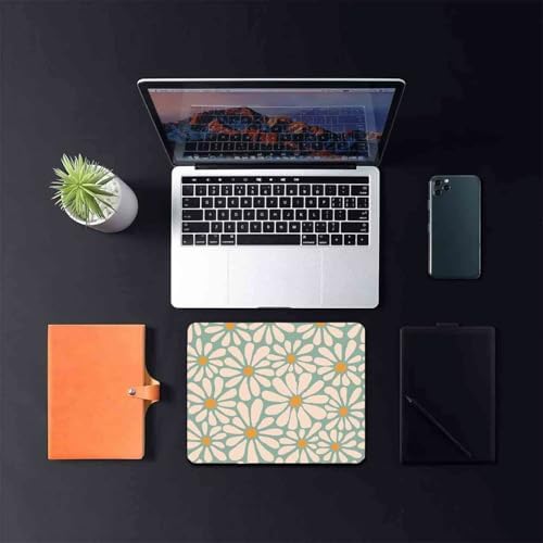 Green Daisy Flower Mouse Pad Mat Cute, Premium-Textured Washable Boho Retro Aesthetic Mousepad with Non-Slip Rubber Base Floral Modern Art Mice Pad for Computer Home Office Decor, Abstract - Image 6